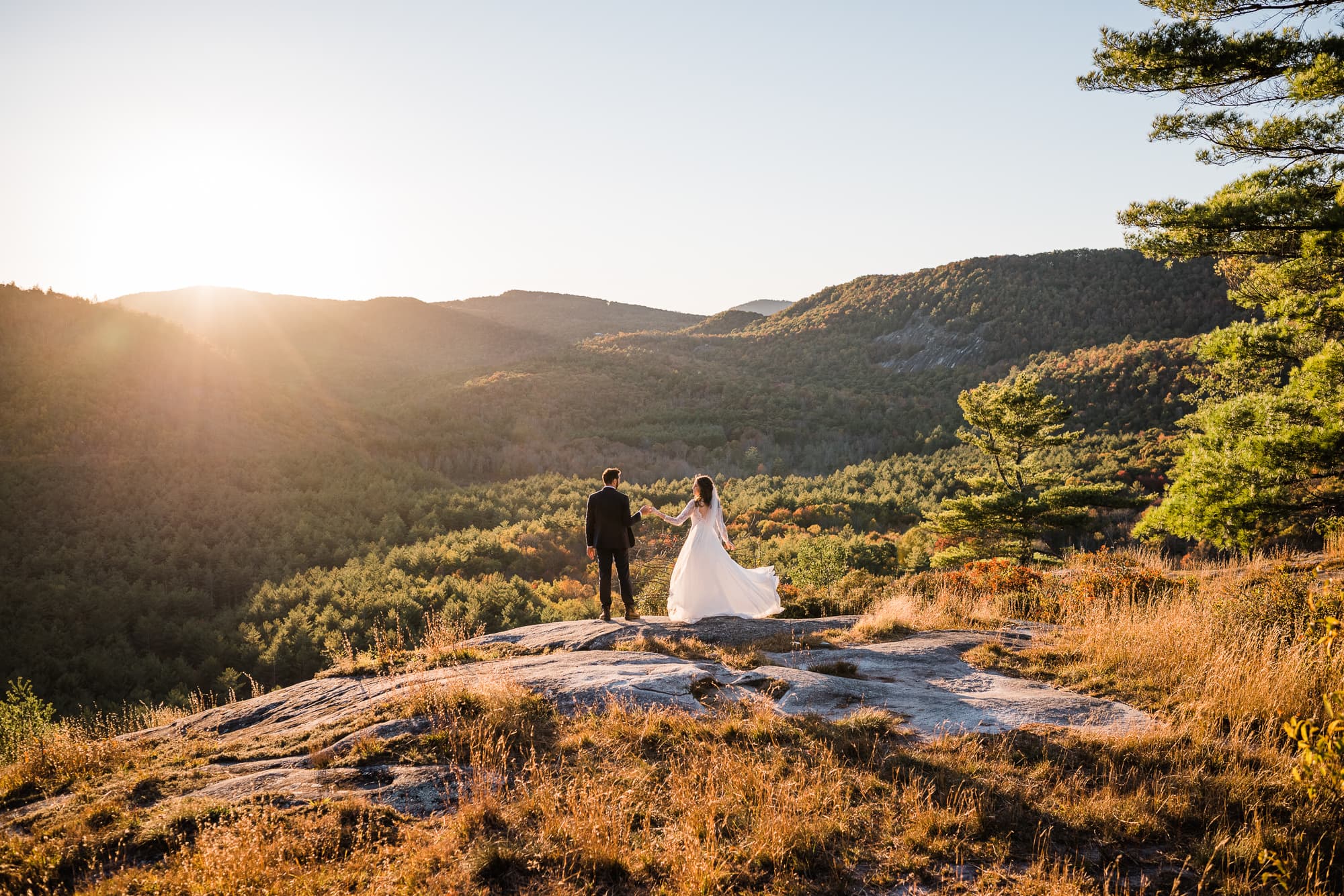 Eloping couple in the mountains near Nantahala National Forest in North Carolina
