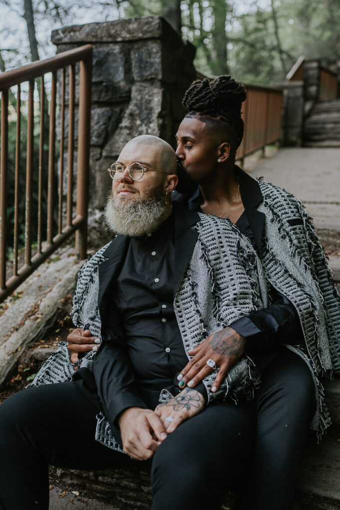 LGBTQ couple after their elopement near Asheville, NC
