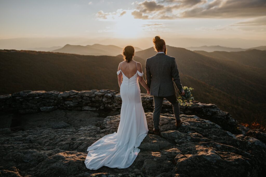 Couple at Craggy Gardens after their elopement